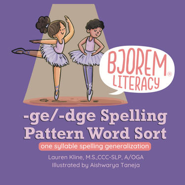 -ge/-dge Spelling Pattern Word Sort